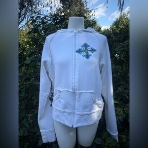 White Hooded Sweatshirt with Embroidered Design